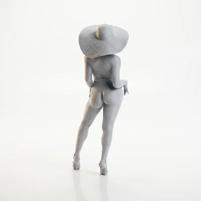 Mô hình 3D tượng nữ giới đội mũ rộng vành sang trọng