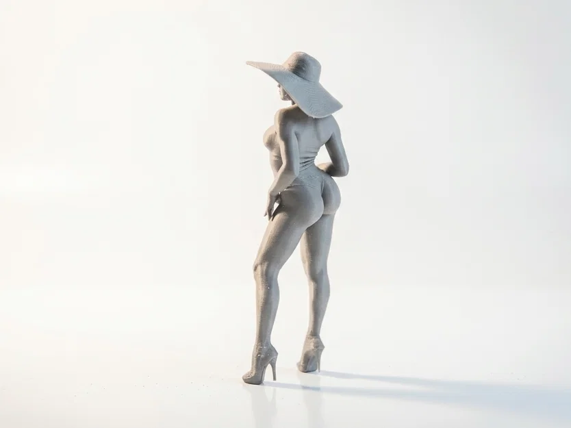 Mô hình 3D tượng nữ giới đội mũ rộng vành sang trọng - Image 3
