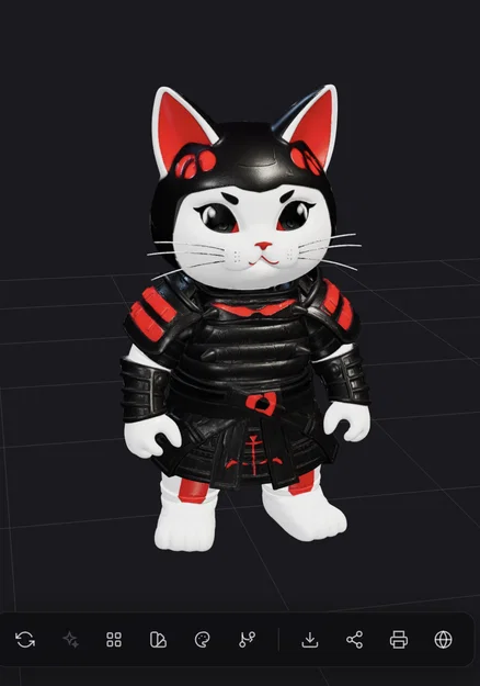 Mô hình Mèo Samurai dễ thương - File in 3D trang trí cực chất - Image 1