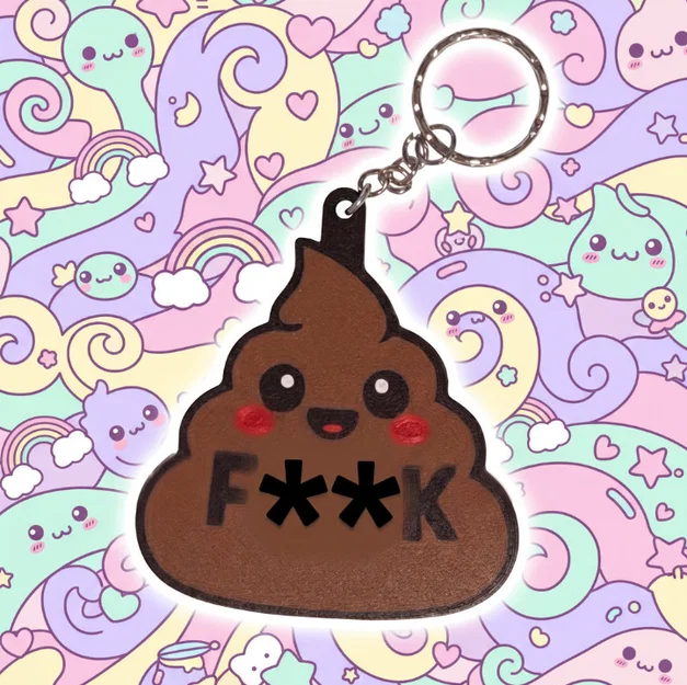 Móc khóa cục phân Kawaii "F*ck" in 3D | Quà tặng vui nhộn - Image 1