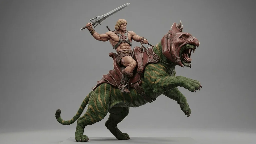 Mô hình 3D He-Man và Battle Cat huyền thoại cực chi tiết - Image 1