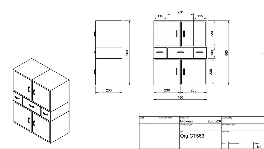 Mô hình tủ kệ đa năng ORGANIZZATORE GT583 tự lắp ráp - Image 4