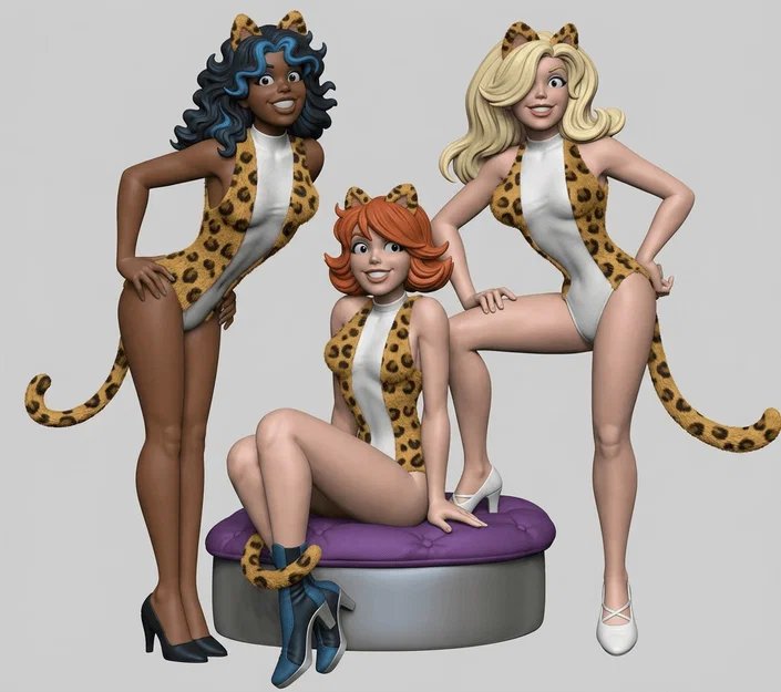 Mô hình 3D bộ ba Josie & the Pussycats 1970 độc đáo để trang trí - Image 1