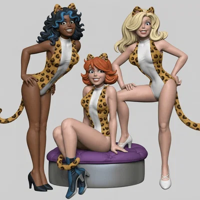 Mô hình 3D bộ ba Josie & the Pussycats 1970 độc đáo để trang trí
