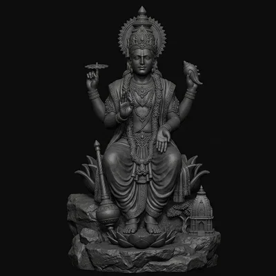 Mô hình in 3D tượng Badri Narayan (Thần Vishnu) sắc nét