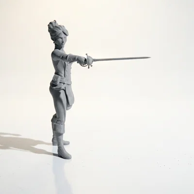 Mô hình Nữ Kiếm Sĩ 3D - Tượng Đấu Kiếm Nữ Sẵn Sàng Để In