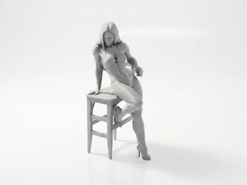Mô hình tượng nữ ngồi ghế 3D tinh tế (Fit Woman Chair Pose) - Image 1