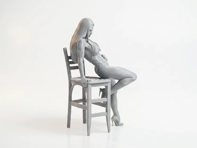 Mô hình tượng nữ ngồi ghế 3D tinh tế (Fit Woman Chair Pose) - Image 2