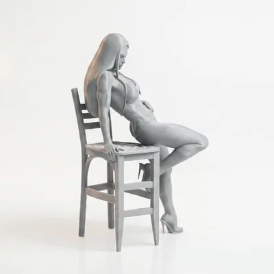 Mô hình tượng nữ ngồi ghế 3D tinh tế (Fit Woman Chair Pose)