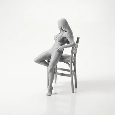 Mô hình tượng nữ ngồi ghế 3D tinh tế (Fit Woman Chair Pose)