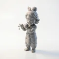 Mô hình cô gái thổi sáo 3D - Tượng nghệ thuật âm nhạc - Thumbnail 1
