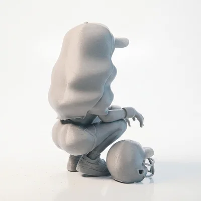 Mô hình 3D cô gái chơi bóng bầu dục - Tượng nữ vận động viên thể thao