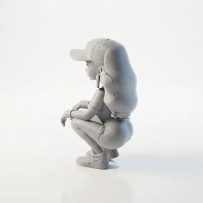 Mô hình 3D cô gái chơi bóng bầu dục - Tượng nữ vận động viên thể thao
