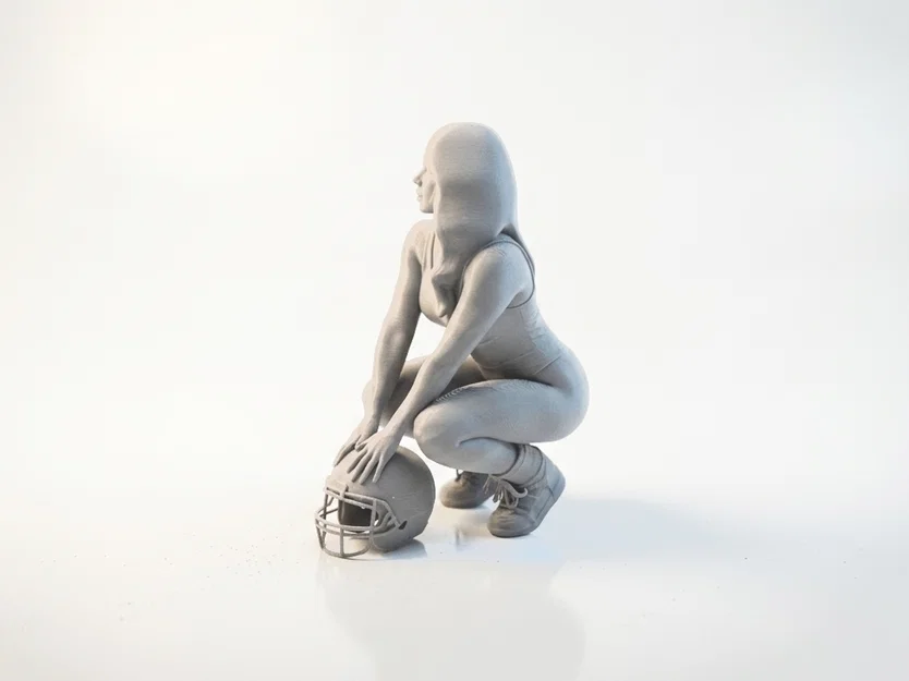 Mô hình 3D Nữ vận động viên đội mũ bảo hiểm bóng bầu dục - Image 4