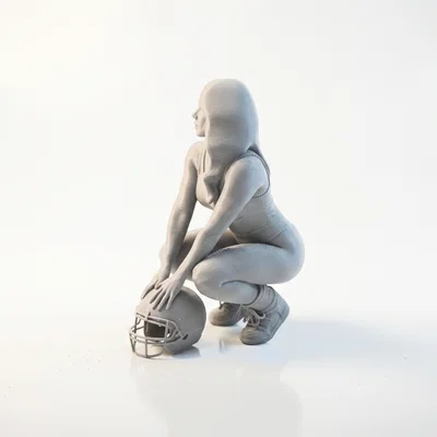 Mô hình 3D Nữ vận động viên đội mũ bảo hiểm bóng bầu dục