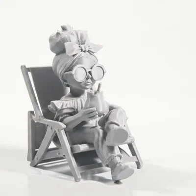 Mô hình 3D cô gái đọc sách - Tượng nhân vật nữ để bàn