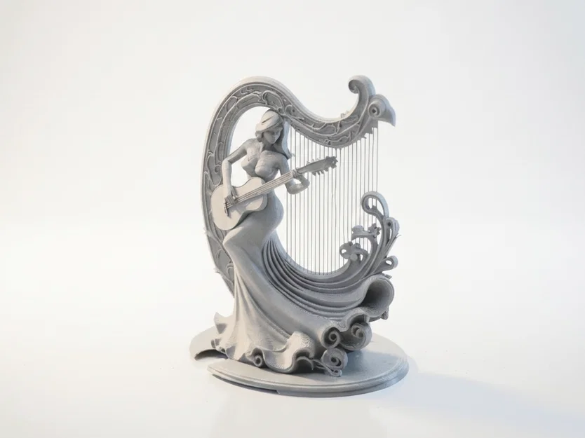 Mô hình 3D Nữ Nghệ Sĩ Chơi Đàn Guitar Harp Tinh Xảo - Image 1