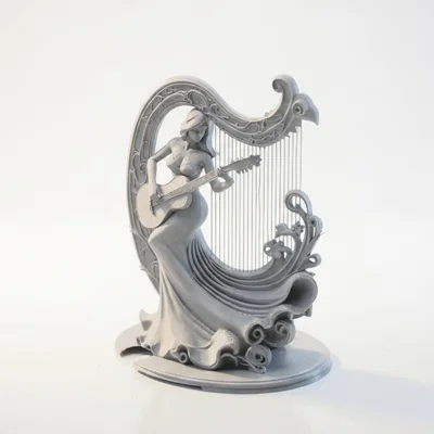 Mô hình 3D Nữ Nghệ Sĩ Chơi Đàn Guitar Harp Tinh Xảo