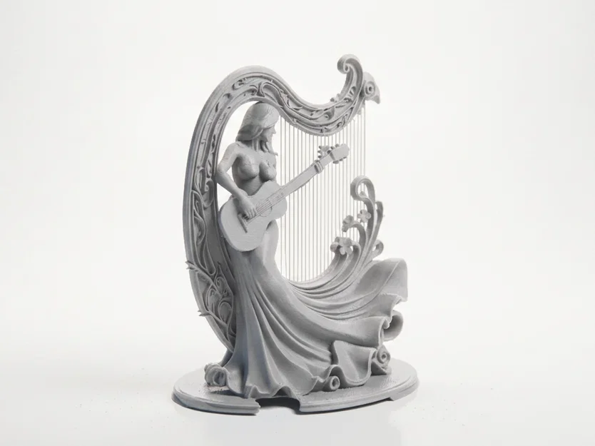 Mô hình 3D Nữ Nghệ Sĩ Chơi Đàn Guitar Harp Tinh Xảo - Image 2