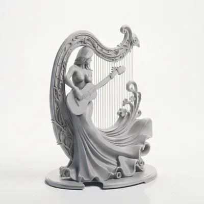 Mô hình 3D Nữ Nghệ Sĩ Chơi Đàn Guitar Harp Tinh Xảo