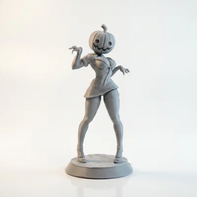 Mô hình 3D cô gái đầu bí ngô Halloween xinh xắn