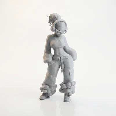 Mô hình tượng cô gái đeo tai nghe - Tệp in 3D phong cách hiện đại