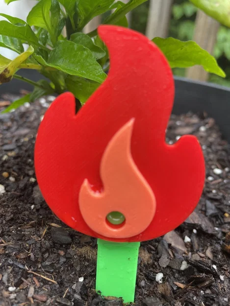 Cọc cắm trang trí chậu cây hình ngọn lửa (Fire Plant Stake) in 3D - Image 1