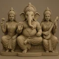 Mô hình 3D bộ ba thần linh Ganesh Lakshmi Saraswati cực chi tiết - Thumbnail 1