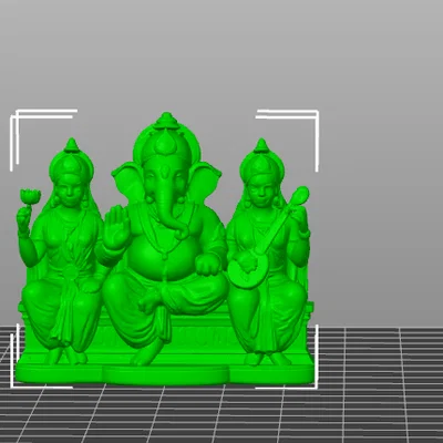 Mô hình 3D bộ ba thần linh Ganesh Lakshmi Saraswati cực chi tiết