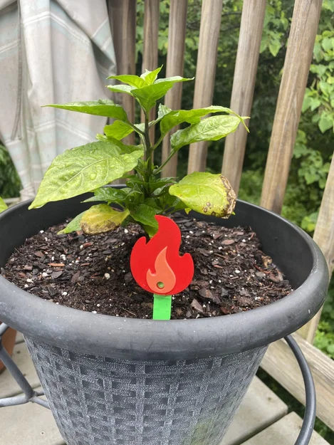 Cọc cắm trang trí chậu cây hình ngọn lửa (Fire Plant Stake) in 3D - Image 2