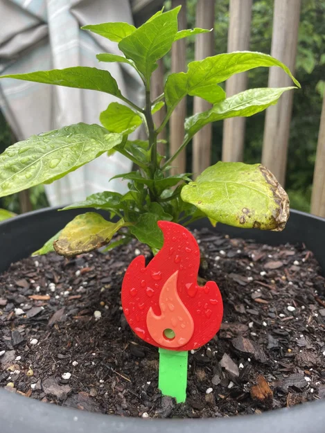 Cọc cắm trang trí chậu cây hình ngọn lửa (Fire Plant Stake) in 3D - Image 3