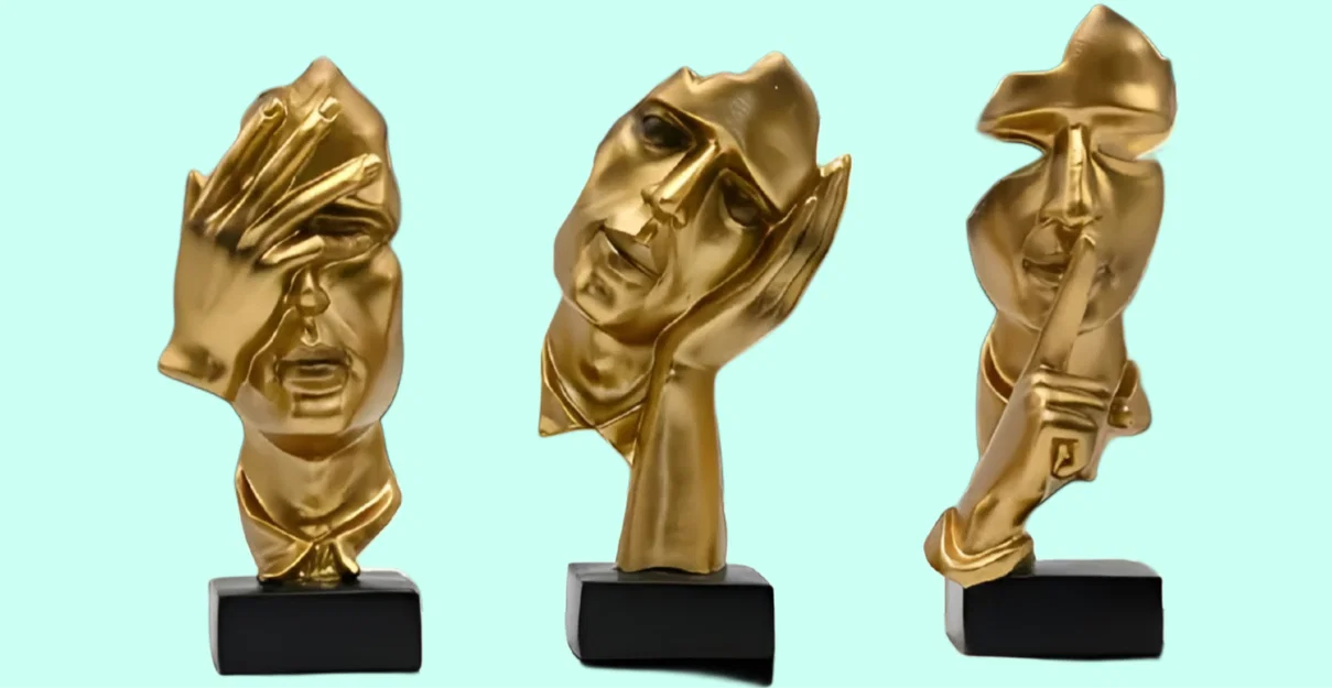 Bộ tượng 3D nghệ thuật: Không nghe, không thấy, không nói - Tượng trang trí - Image 1