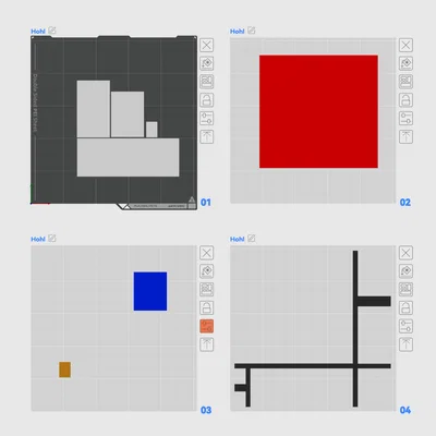 Piet Mondrian: Tác phẩm Composition with Red, Blue and Yellow (In 3D)