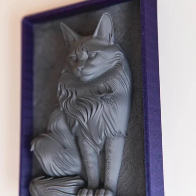Tranh phù điêu 3D Maine Coon - Thiết kế khung đồng nhất
