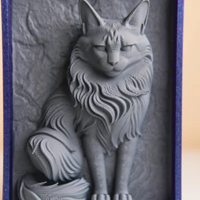 Tranh phù điêu 3D Maine Coon - Thiết kế khung đồng nhất