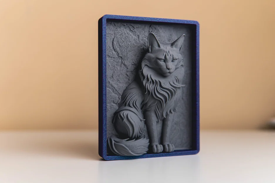 Tranh phù điêu 3D Maine Coon - Thiết kế khung đồng nhất - Image 5