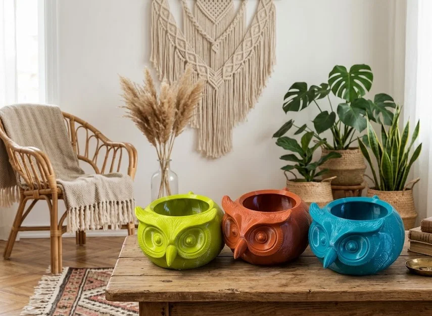 Chậu Cây Hình Cú Dễ Thương In 3D - Image 2