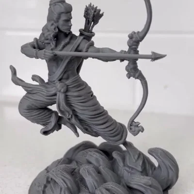 Mô hình 3D Thần Rama bắn cung trên Ram Sethu cực kỳ chi tiết