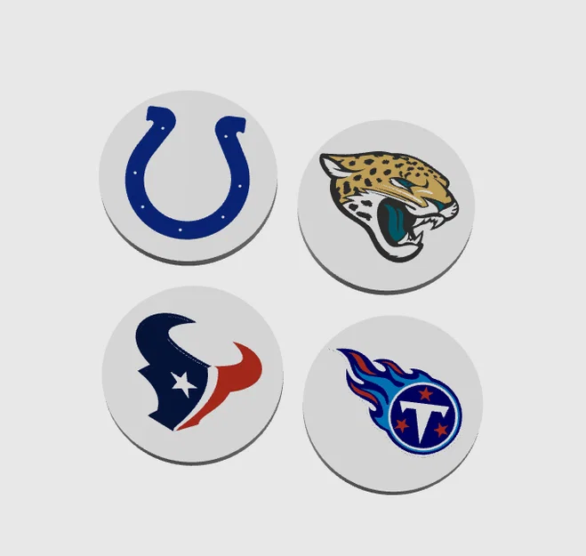 Nắp đậy lon nước Snap-Fit phong cách NFL AFC South cho 3D Printing - Image 1