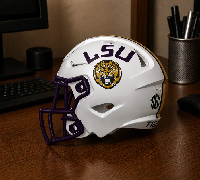 Mũ bảo hiểm bóng bầu dục LSU Tigers - Phiên bản màu trắng thay thế - Image 1