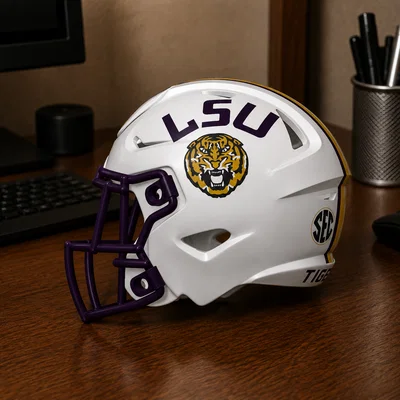 Mũ bảo hiểm bóng bầu dục LSU Tigers - Phiên bản màu trắng thay thế