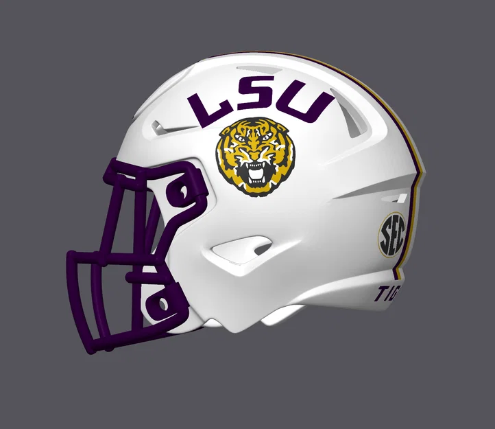 Mũ bảo hiểm bóng bầu dục LSU Tigers - Phiên bản màu trắng thay thế - Image 2