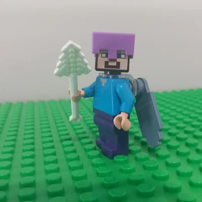 Mô hình giáo Trident Minecraft in 3D cho nhân vật Lego Minifigure