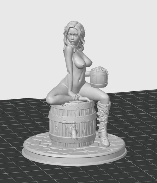 Mô hình cô gái bên thùng bia (Beer Girl) 3D - Tượng nghệ thuật đẹp - Image 2