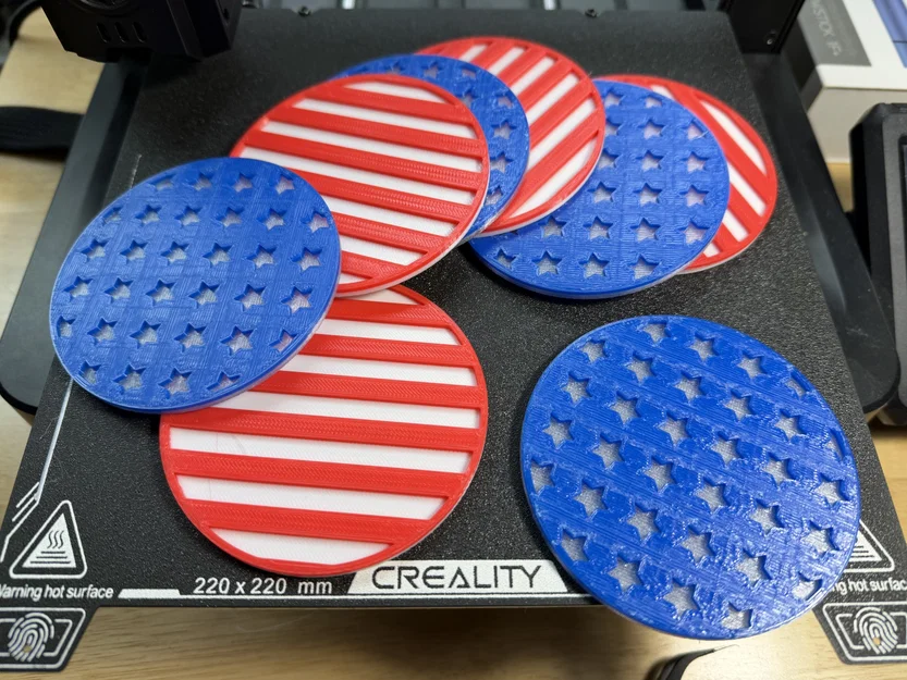 Bộ đế lót ly và hộp đựng hình cờ Mỹ Stars and Stripes - Image 2