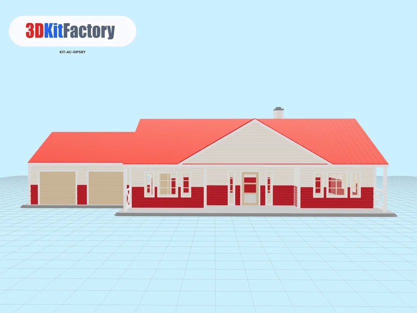 Nhà kiểu Ranch tỉ lệ HO – Mô hình in 3D từ 3D Kit Factory - Image 1