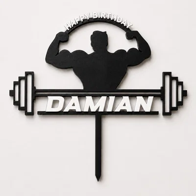 Phụ kiện cắm bánh sinh nhật chủ đề thể hình cho người tập Gym