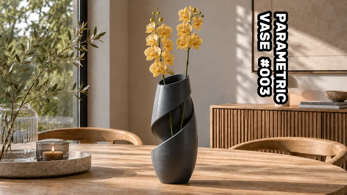 Parametric Spiral Vase #003 – Bình hoa trang trí in 3D phong cách hiện đại - Image 1
