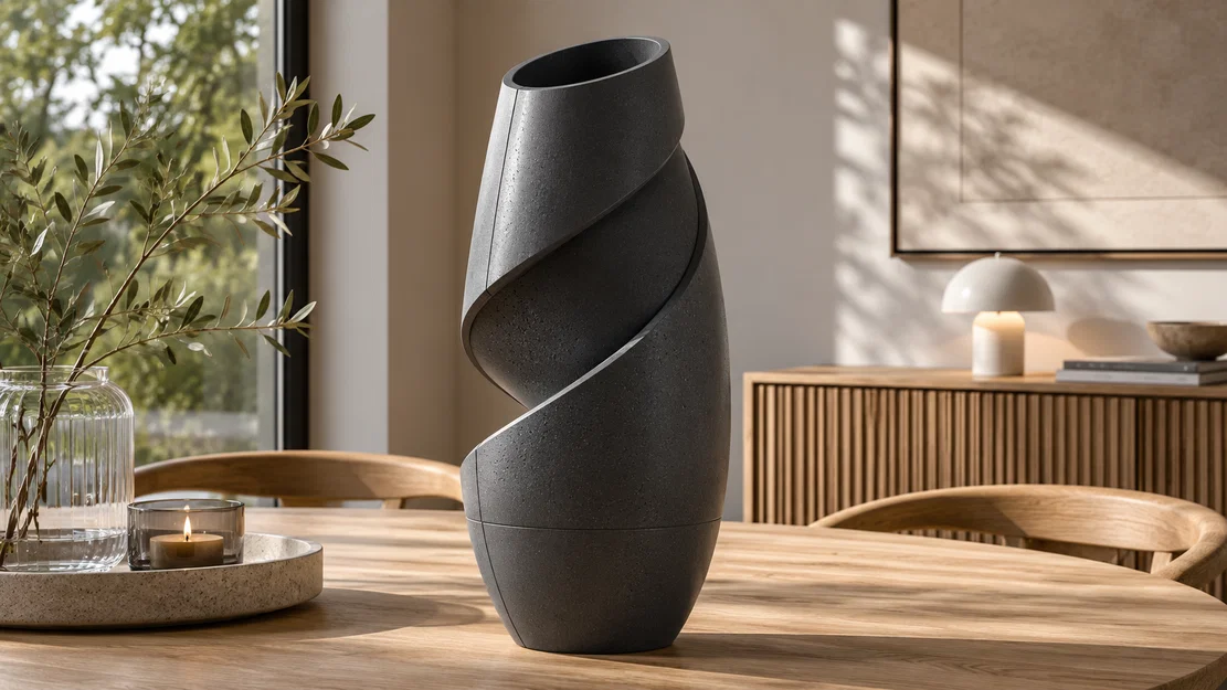 Parametric Spiral Vase #003 – Bình hoa trang trí in 3D phong cách hiện đại - Image 2