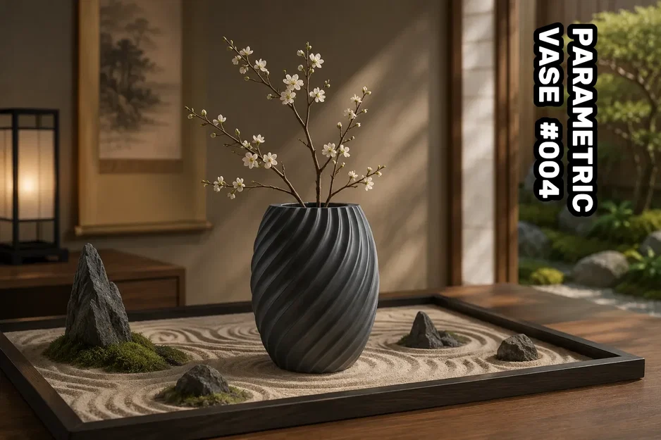 Parametric Spiral Vase #004 – Mẫu bình hoa xoắn ốc in 3D hiện đại - Image 1